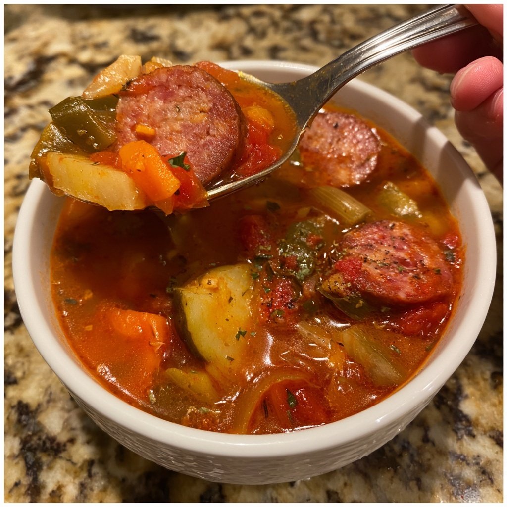 Sopa linguiça italiana panela lenta