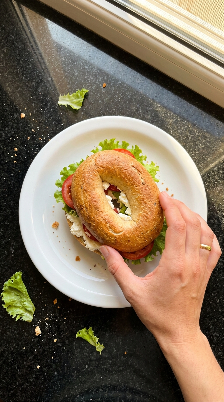 Sanduíche de bagel salgado de requesón