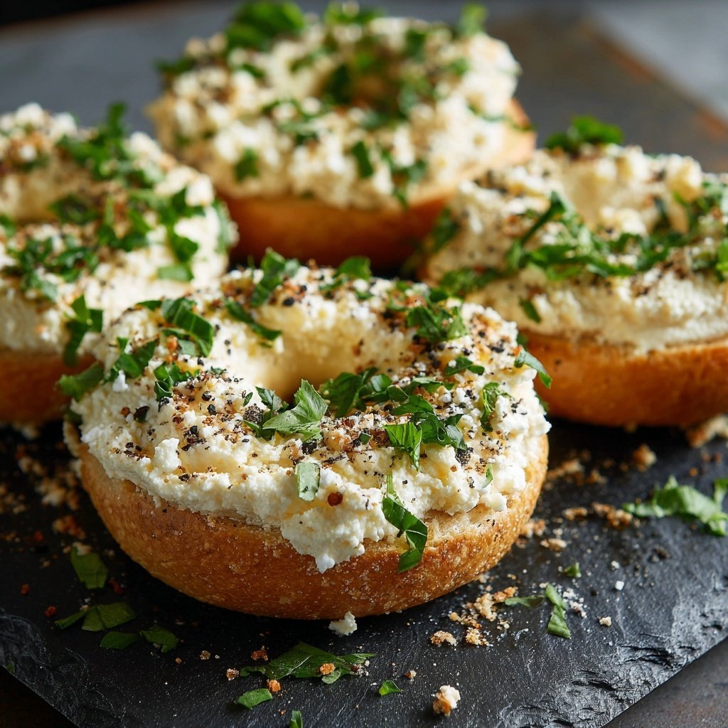 Bagels de café da manhã de requesón