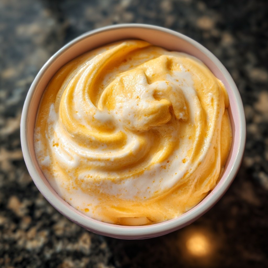 Redemoinhos de iogurte congelado de pêssego