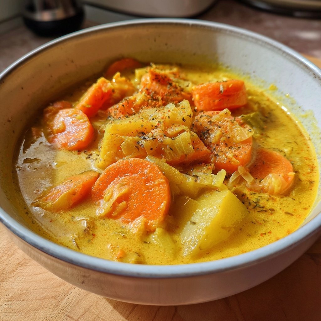 Sopa gengibre cenoura chirivía raiz