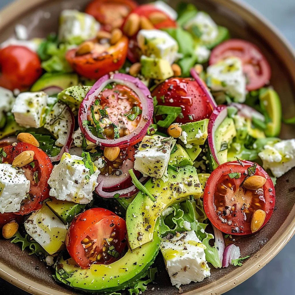 Salada de grão-de-bico, feta e abacate