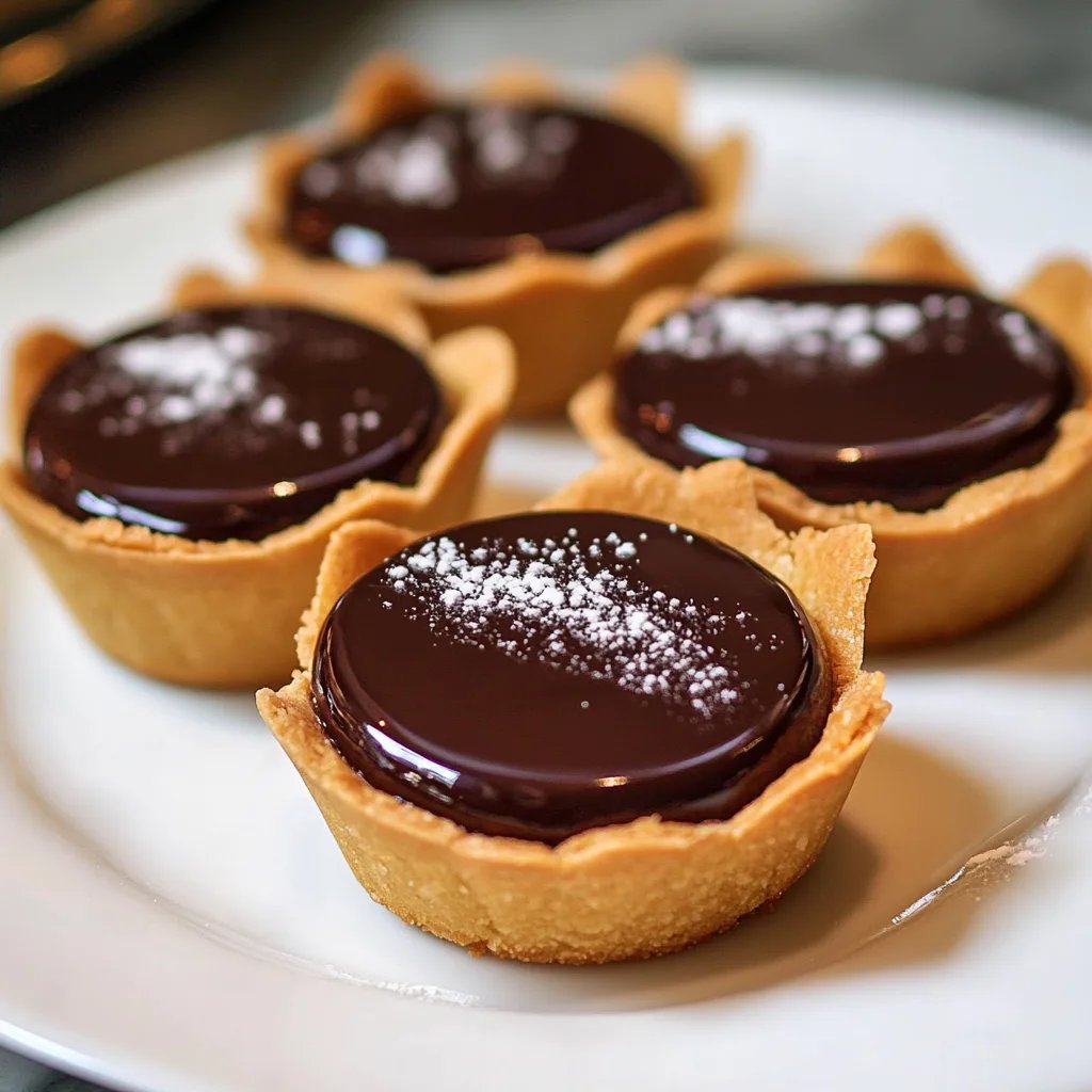 Mini Tortinhas de Caramelo Salgado e Chocolate em Copinhos de Gengibre