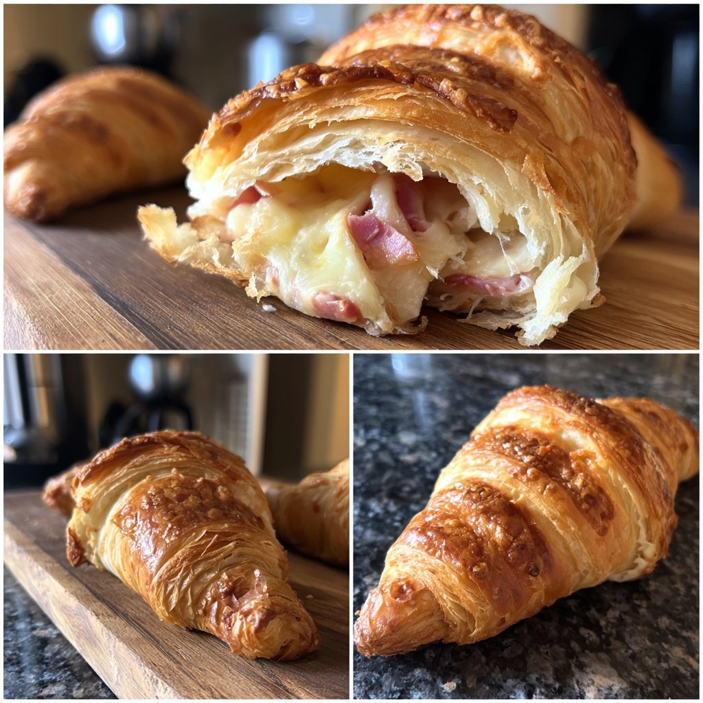 Assado salgado de croissants para café da manhã