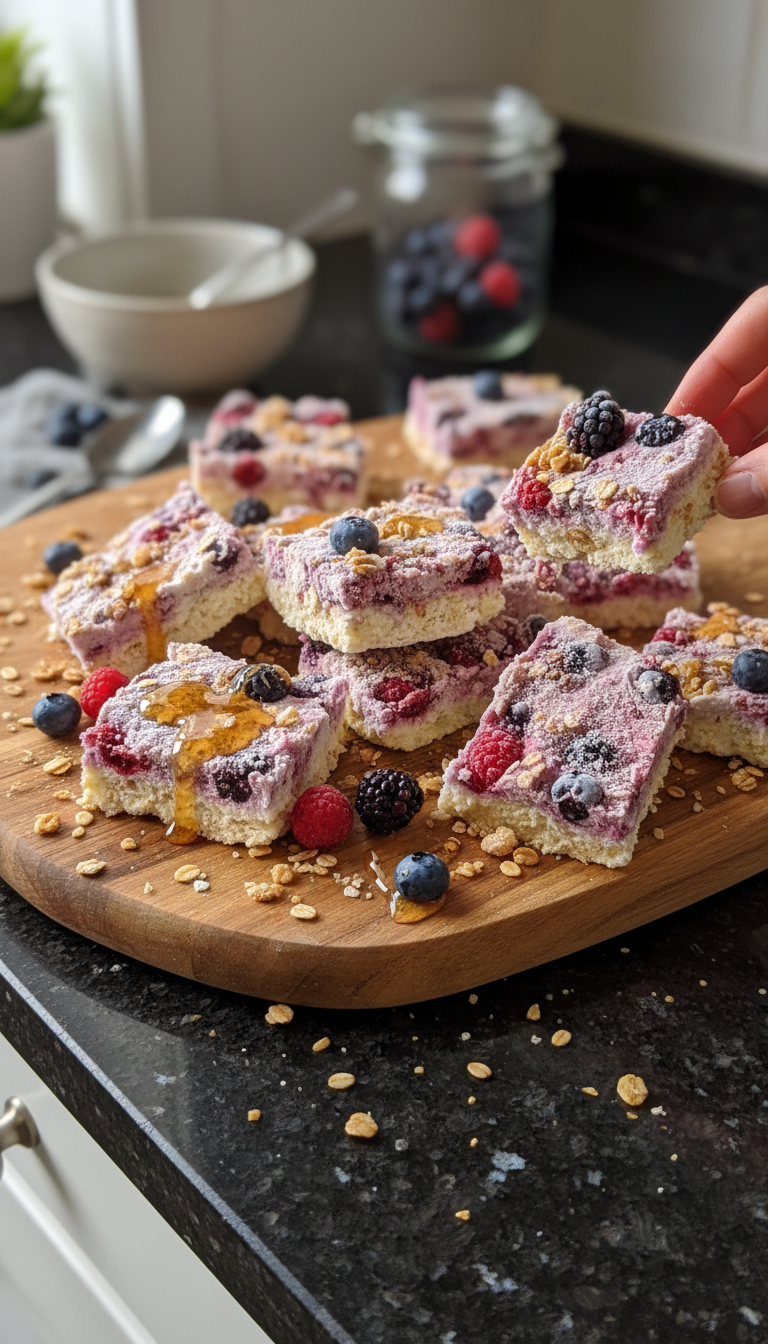 Picadas crocantes de iogurte congelado