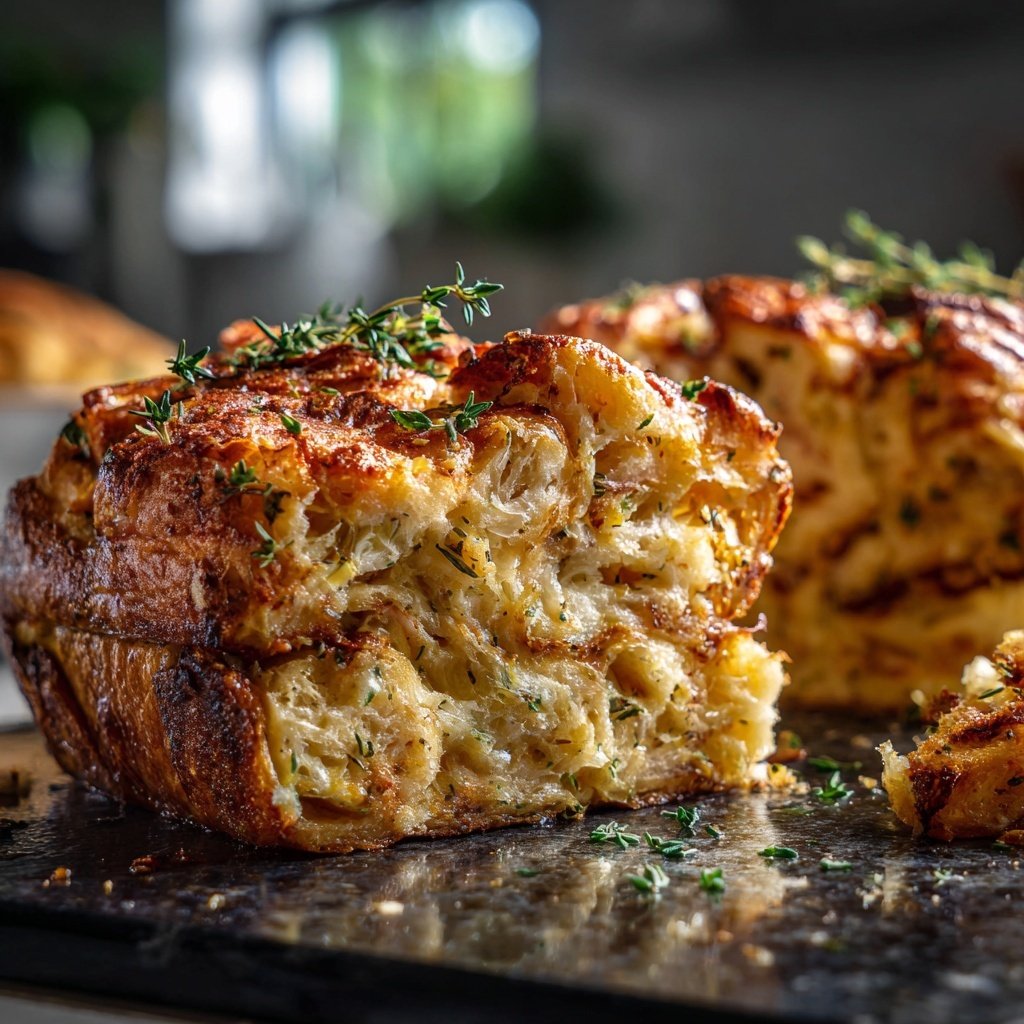 Strata de croissant limão tomilho