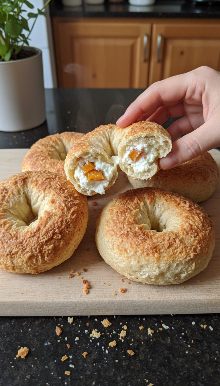 Bagels de requesão com abóbora temperada