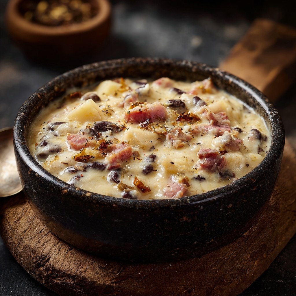 Feijão de olho preto presunto fumado ossos