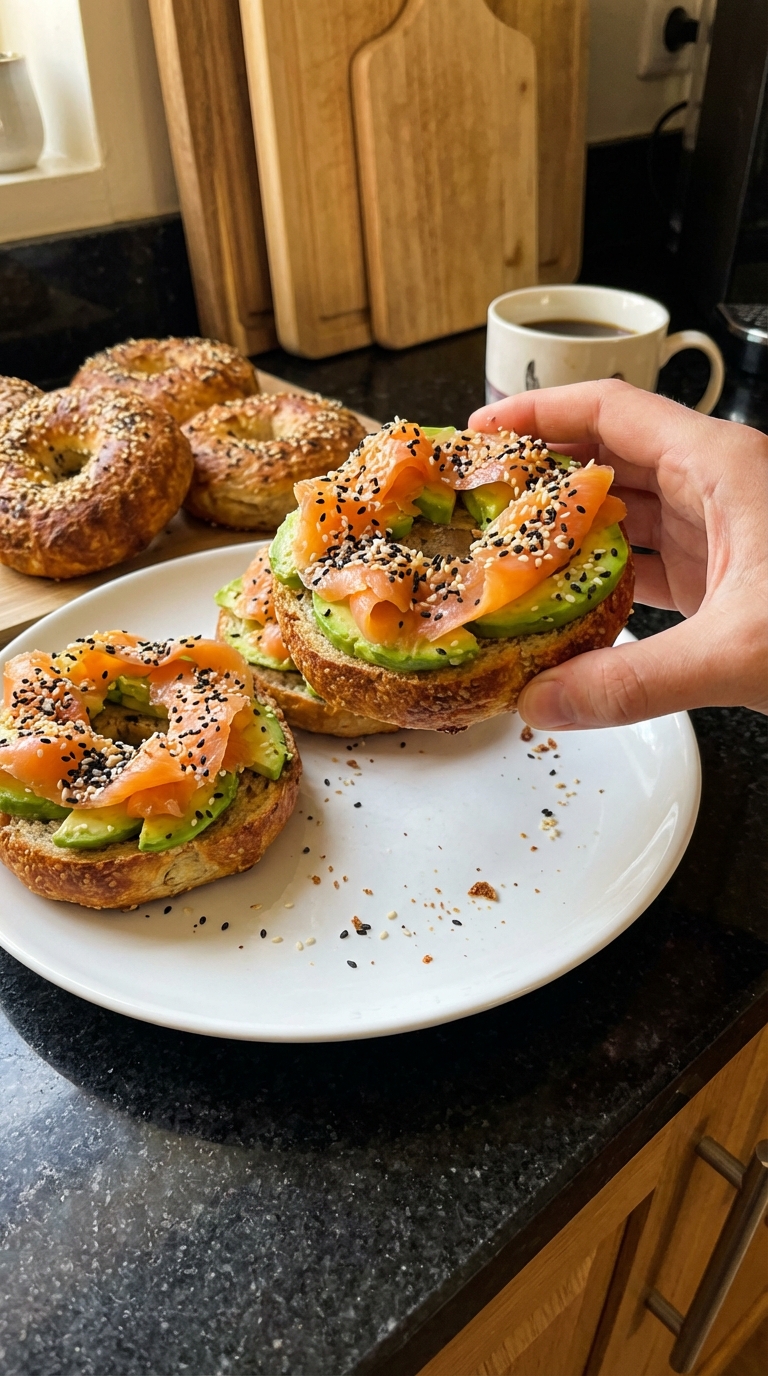 Bagels carregados de proteína deliciosos