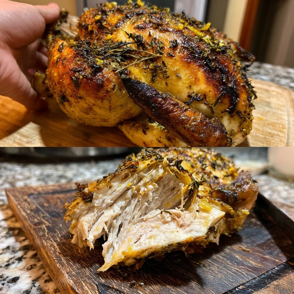 Frango assado inteiro ervas limão