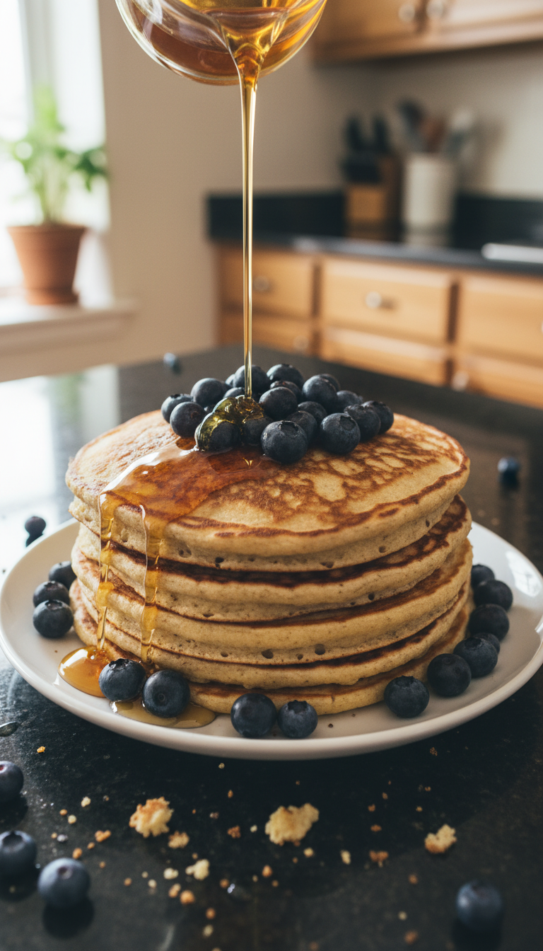 Panquecas de massa azeda com mirtilos