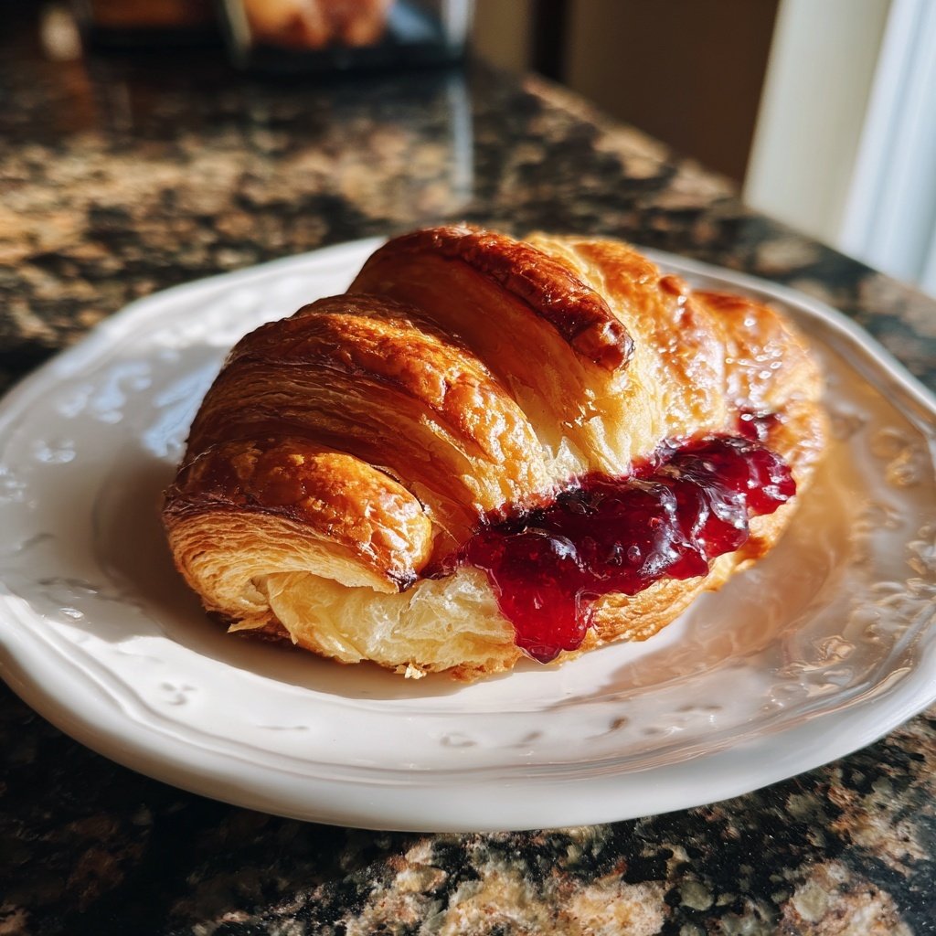 Croissant folhado com geleia de bagas