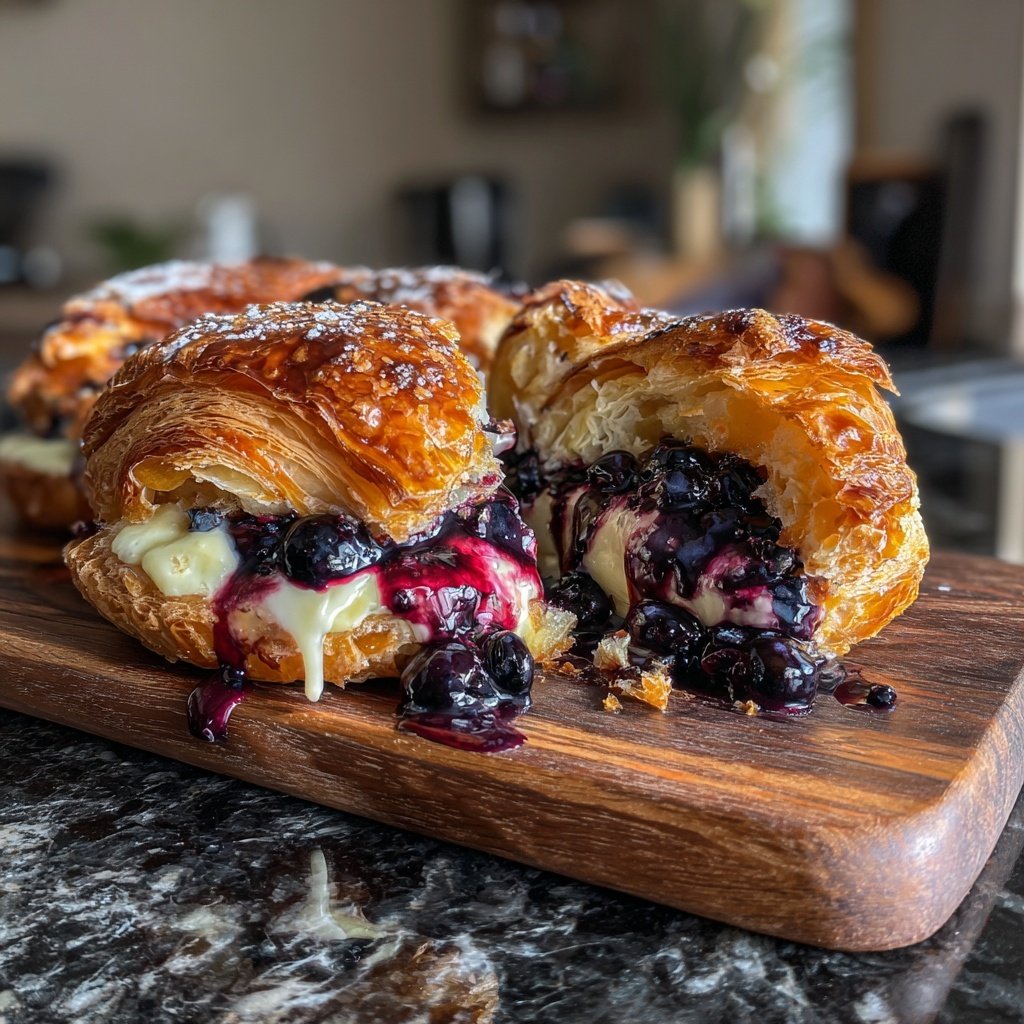 Picadas de croissant cheesecake de mirtilos