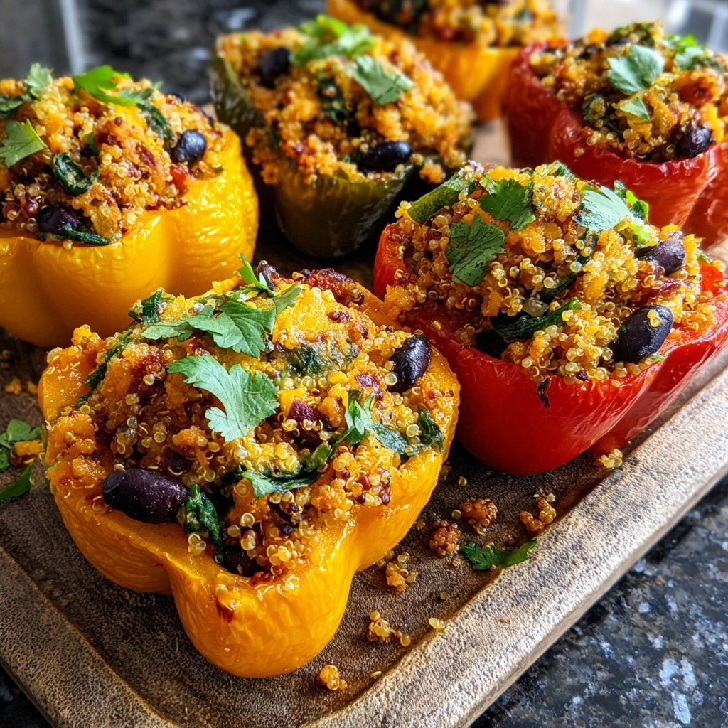 Pimentões recheados vegetarianos