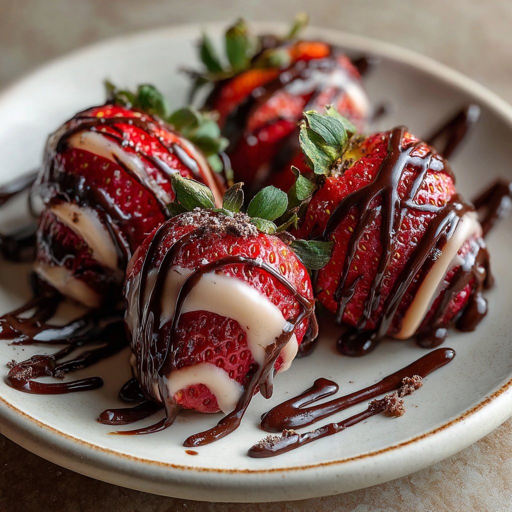 Picadas delícia de morango com chocolate