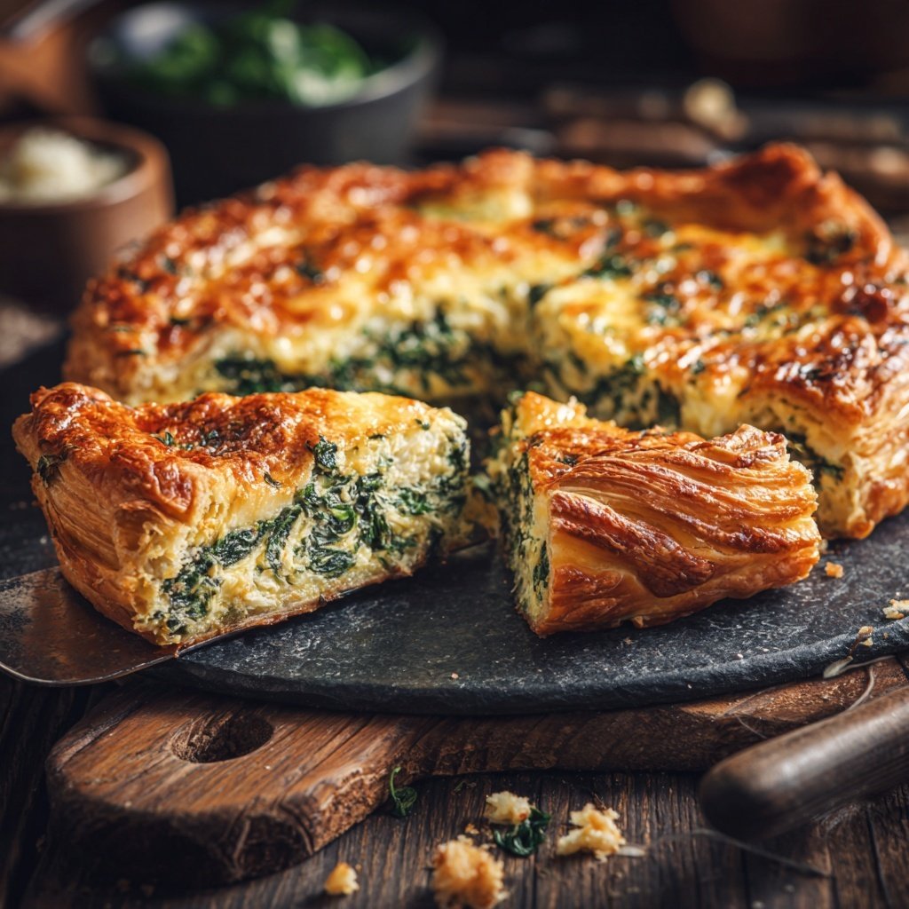 Quiche de croissant cheddar espinafre