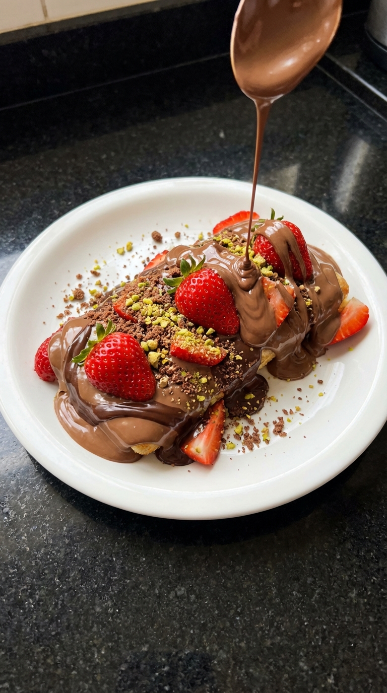 Morangos sonhados com chocolate de Dubai