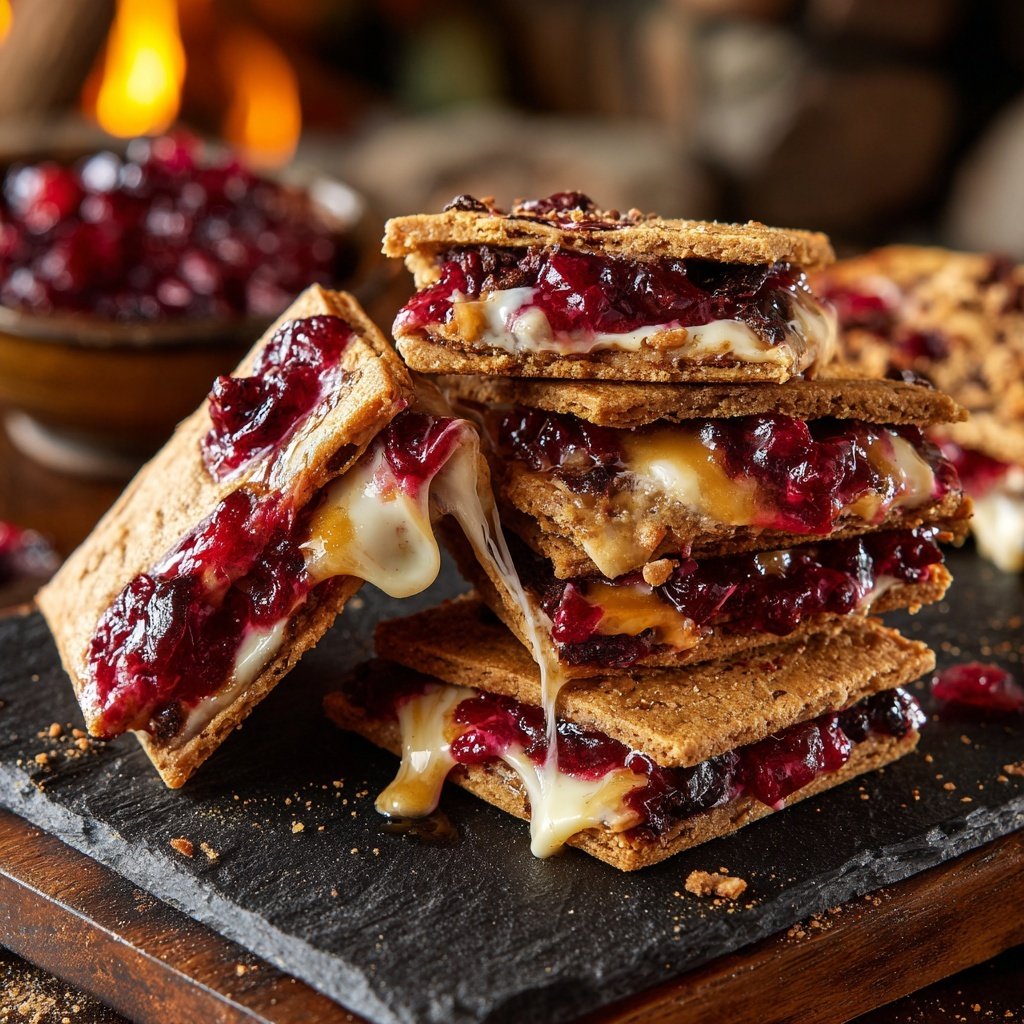 S'mores brie cranberry biscoitos graham